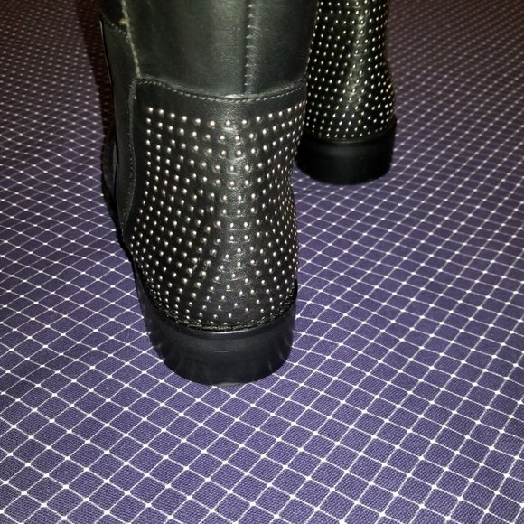 Stelle Monelle Black Leather Micro Studded Tall Boots Women’s Size 9 - Picture 6 of 13